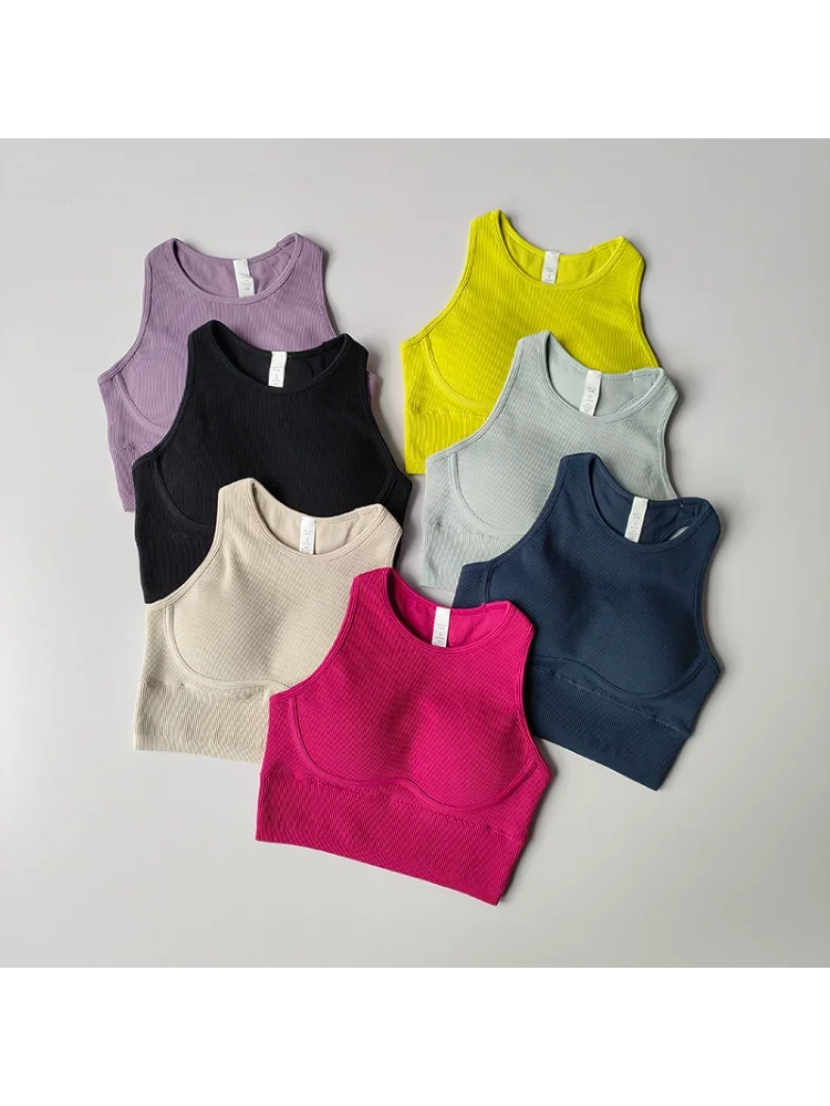 New Running Fitness Sports Vest Integrated Women's High-strength Thread Hollow Beautiful Back Shockproof Tight Yoga Bra Clothing